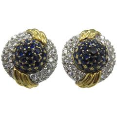 Impressive Sapphire Diamond gold Earrings