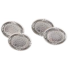 1920s-1930s Art Deco Sterling Silver Oval Cufflinks