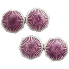 Art Deco E.I. Franklin 
Company Guilloche Enamel Sterling Silver Cufflinks