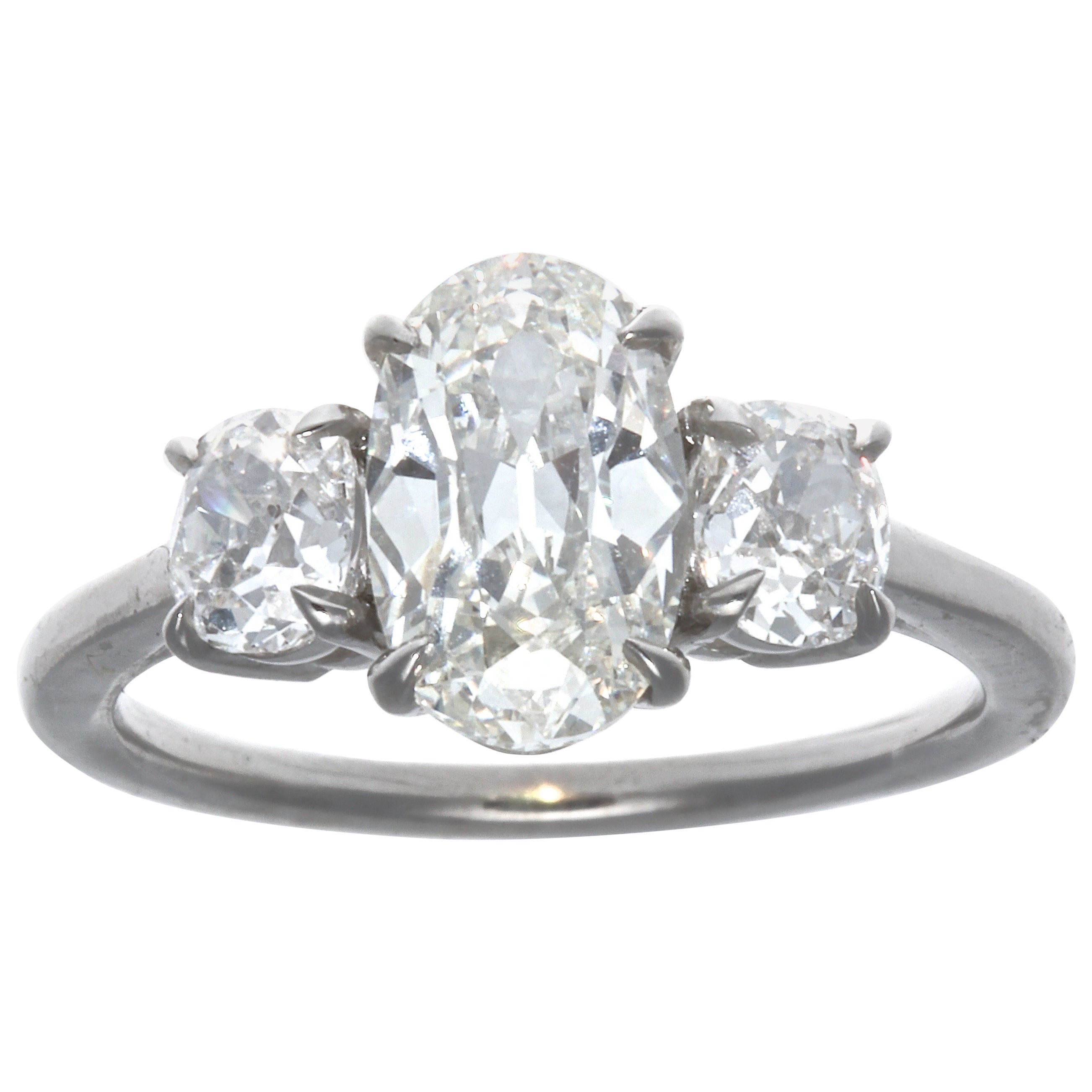 Platinum "East West" Oval Brilliant Cut Diamond Ring at 1stDibs