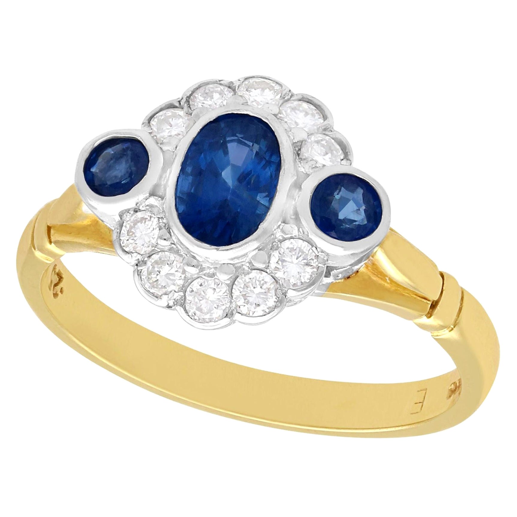 Sapphire and Diamond Yellow Gold Cocktail Ring For Sale