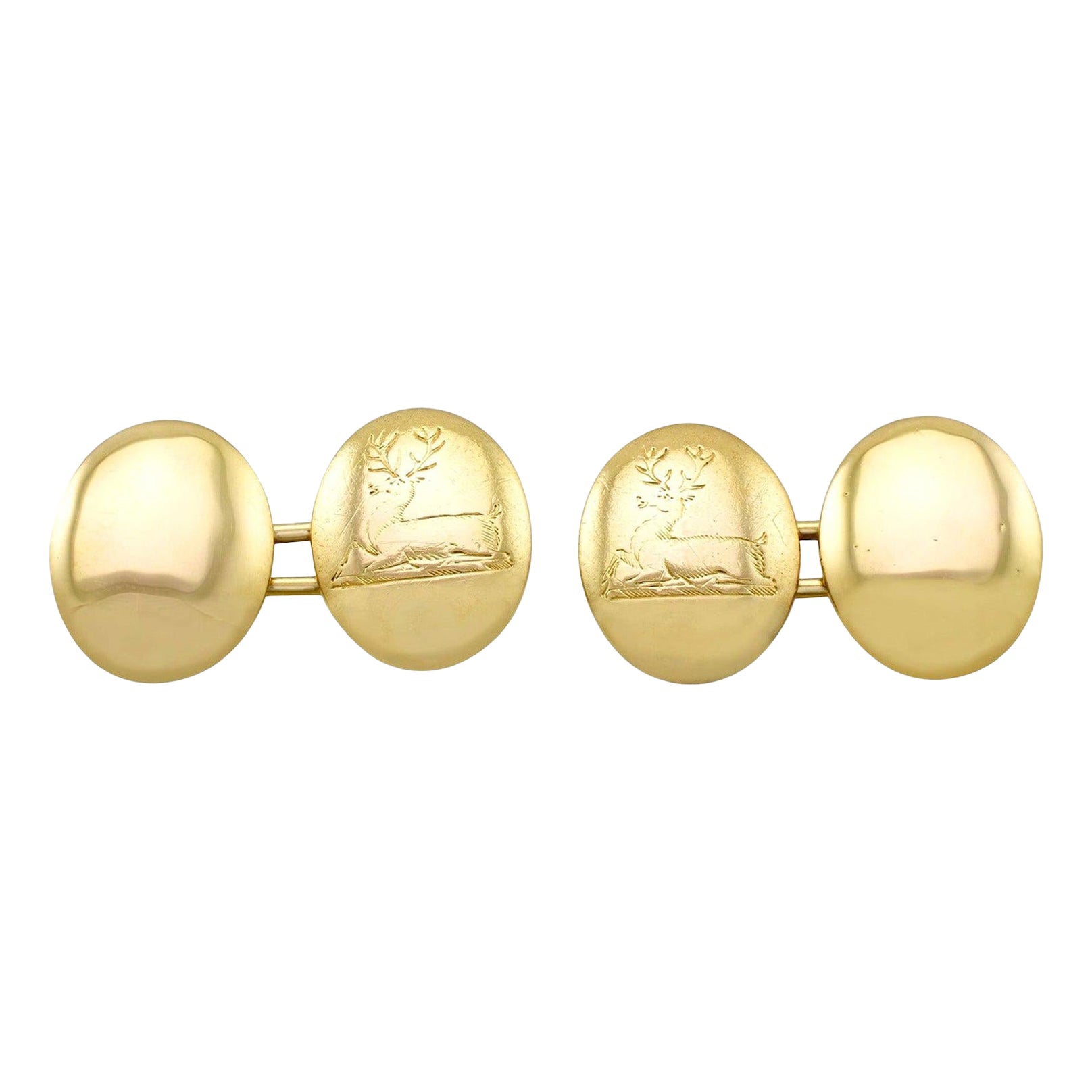 Antique Victorian Cufflinks in Yellow Gold For Sale