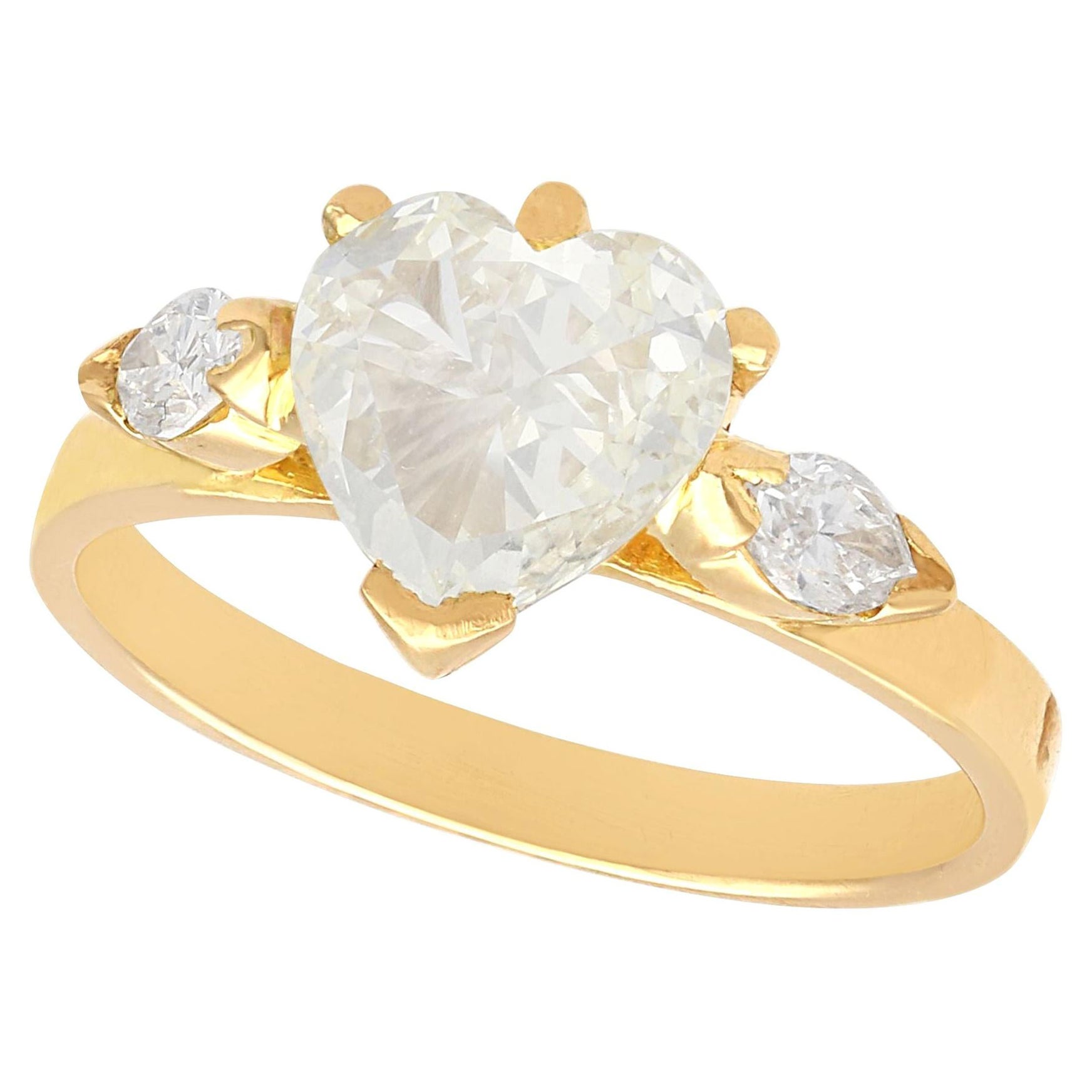 Vintage French 1.32 Carat Diamond and Yellow Gold Engagement Ring