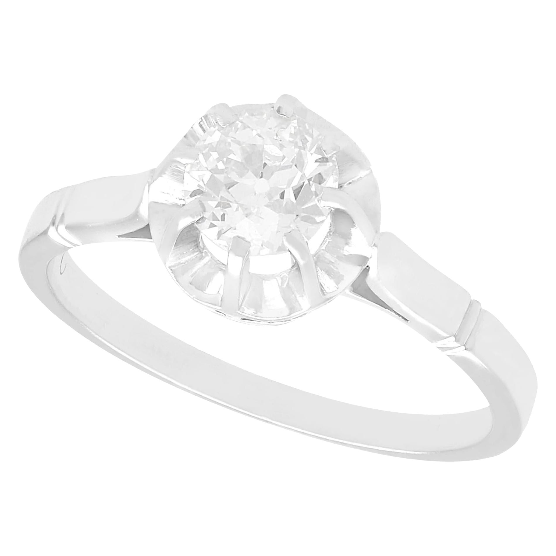 Anillo de compromiso solitario francés de diamantes y platino de los años 20 en venta