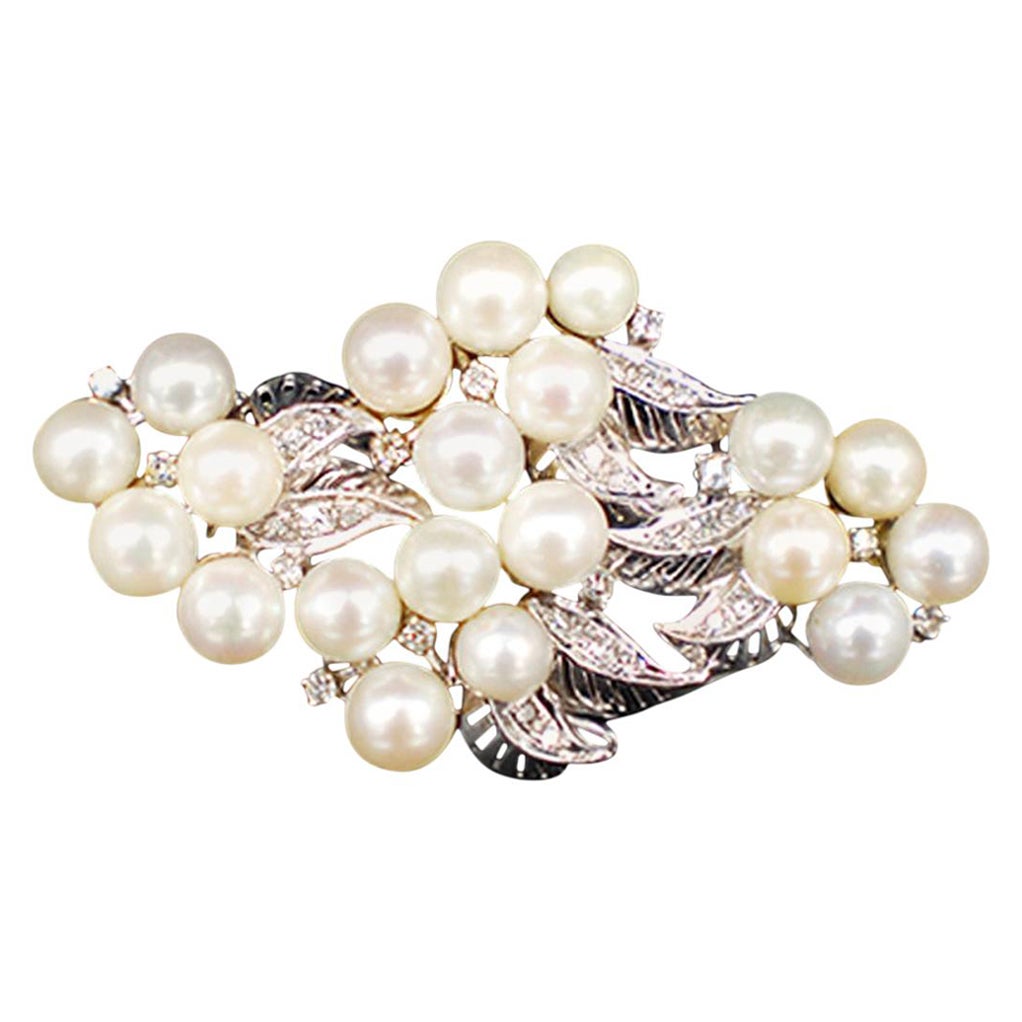 Viktorianische Platin-Perle und .50 Karat Diamant-Anstecknadel, um 1890 im Angebot
