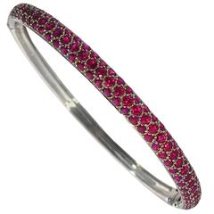 Jona Ruby Pavé Gold Bangle Bracelet