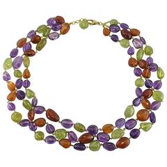 Jona Multiple Gems Pebbles Gold Necklace 12