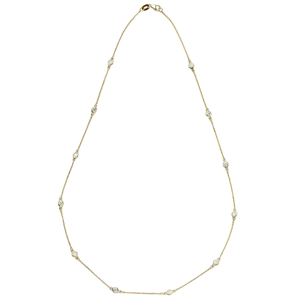 Suzy Levian 14K Gold 0.40 Carat Diamond by the Yard Station Necklace For Sale