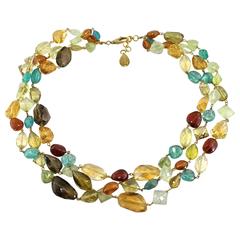 Jona Multiple Gem Pebble Gold Necklace 11