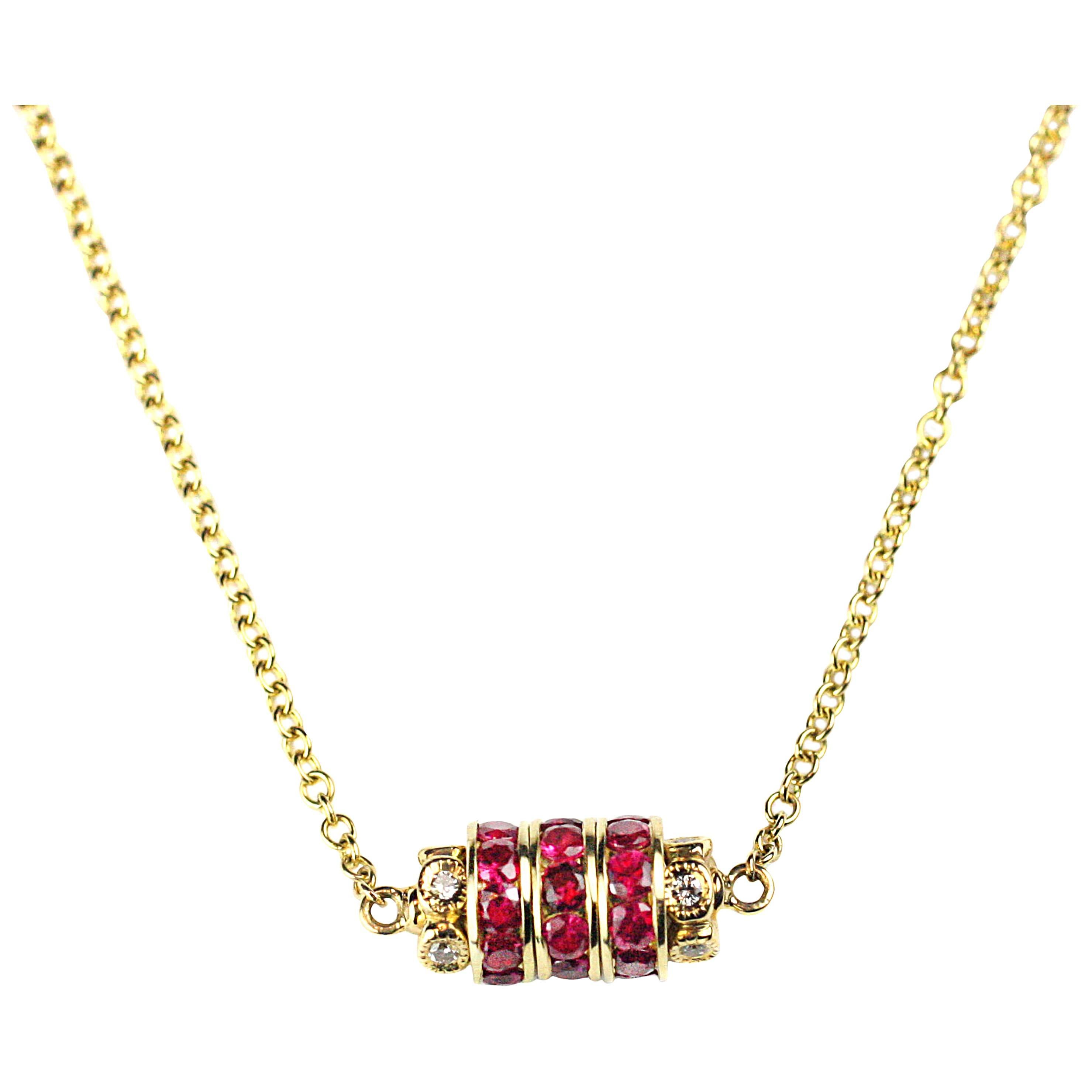 Ruby diamond gold Rondelle Necklace