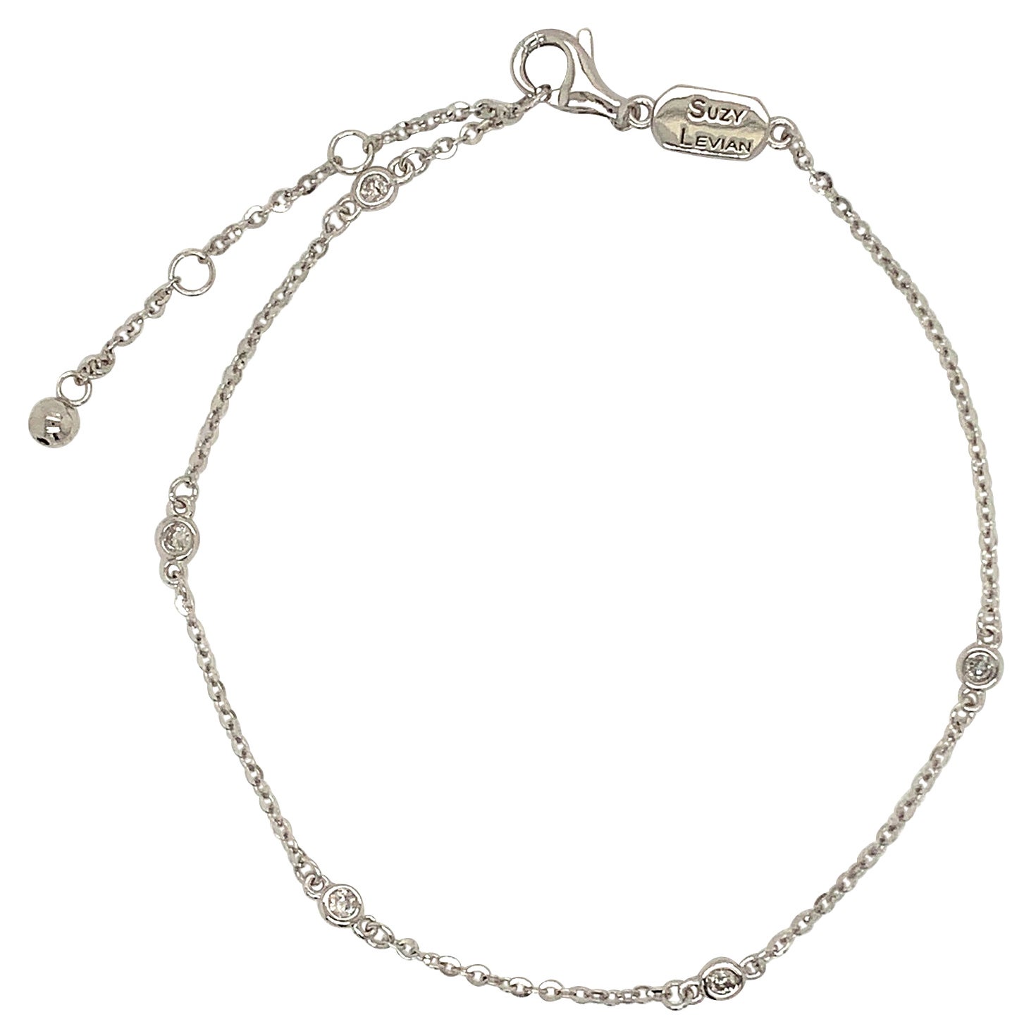 Suzy Levian 14K White Gold 0.10 Carat White Diamond Station Chain Bracelet