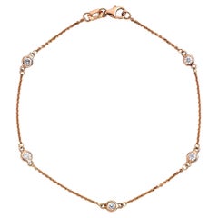 Suzy Levian 14K Rose Gold 0.10 Carat White Diamond Station Chain Bracelet