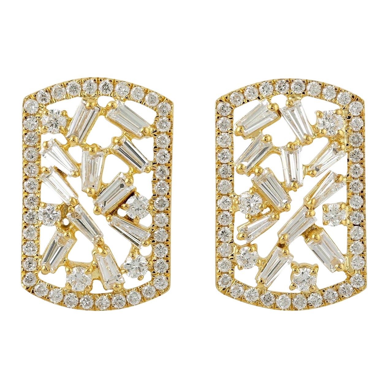 Cartier Himalia Diamond 18 Karat Gold Stud Earrings For Sale at 1stDibs