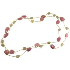 Jona Flat Sapphire Gold Chain Necklace 10