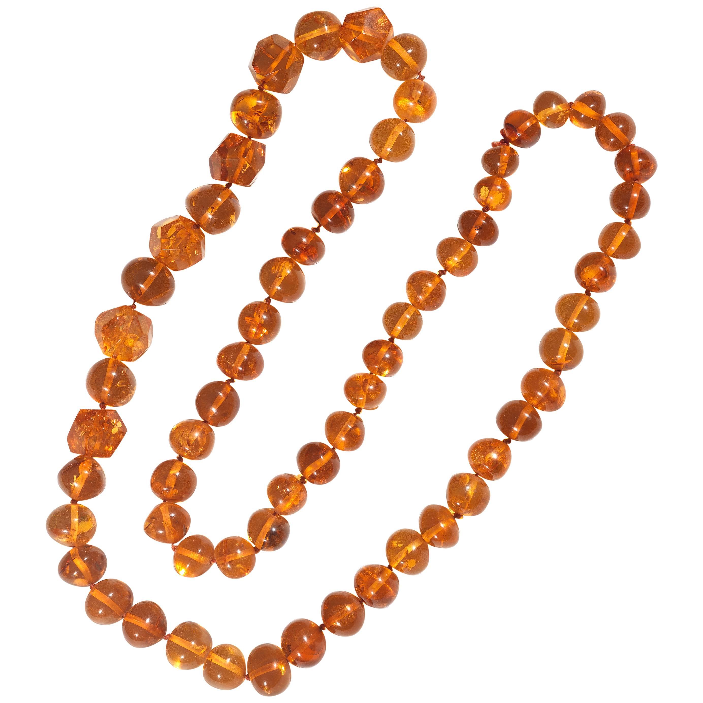 Amber Faceted and Oval Bead Necklace