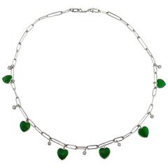 Jona Burmese Jade Heart Diamond White Gold Necklace 2