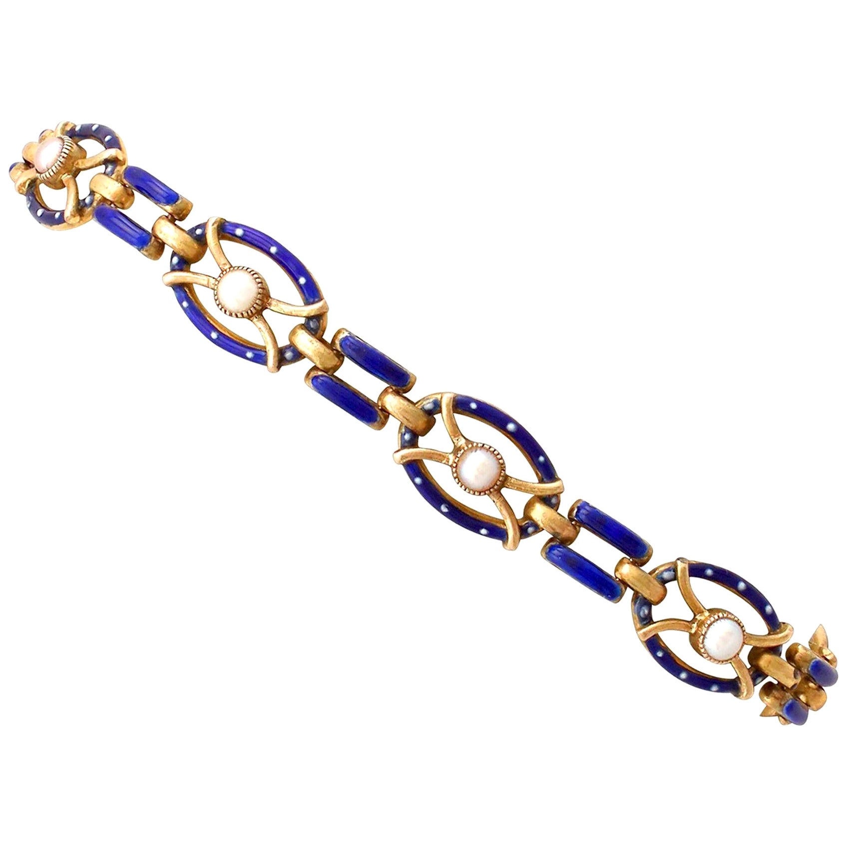 Antique Victorian Seed Pearl and Enamel Yellow Gold Necklace For Sale ...