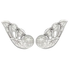 Antique 3.25 Carat Diamond and White Gold Earrings