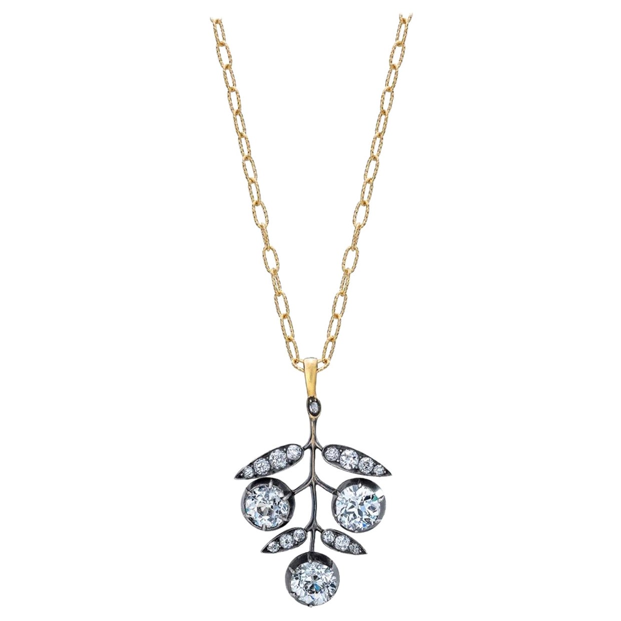 Mindi Mond 4 Carat Old European Rose Cut Diamond Victorian Pendant Necklace For Sale