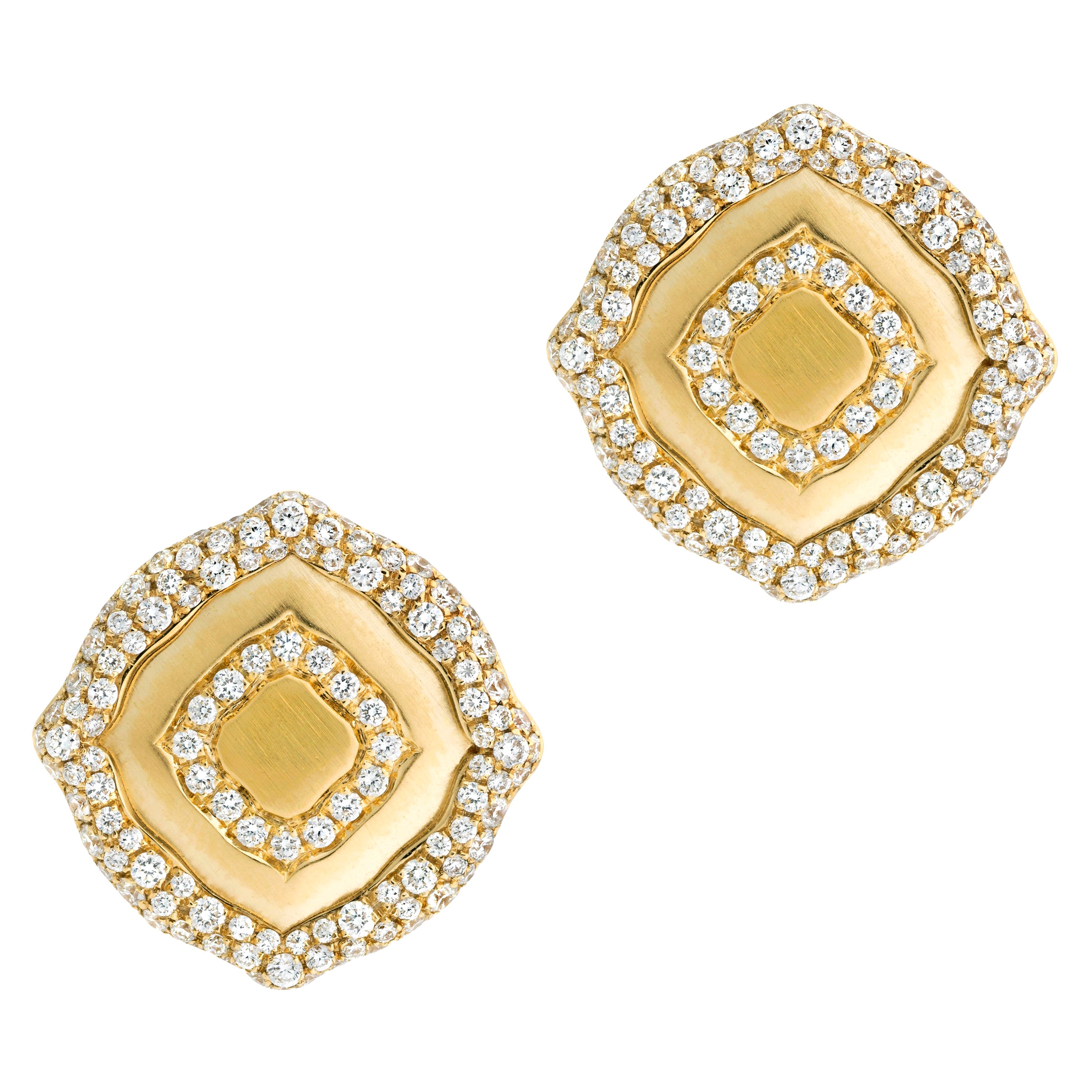 Gianmaria Buccellati Diamonds 18 Karat Yellow Gold Ondine Hoop Stud Earrings For Sale at 1stDibs