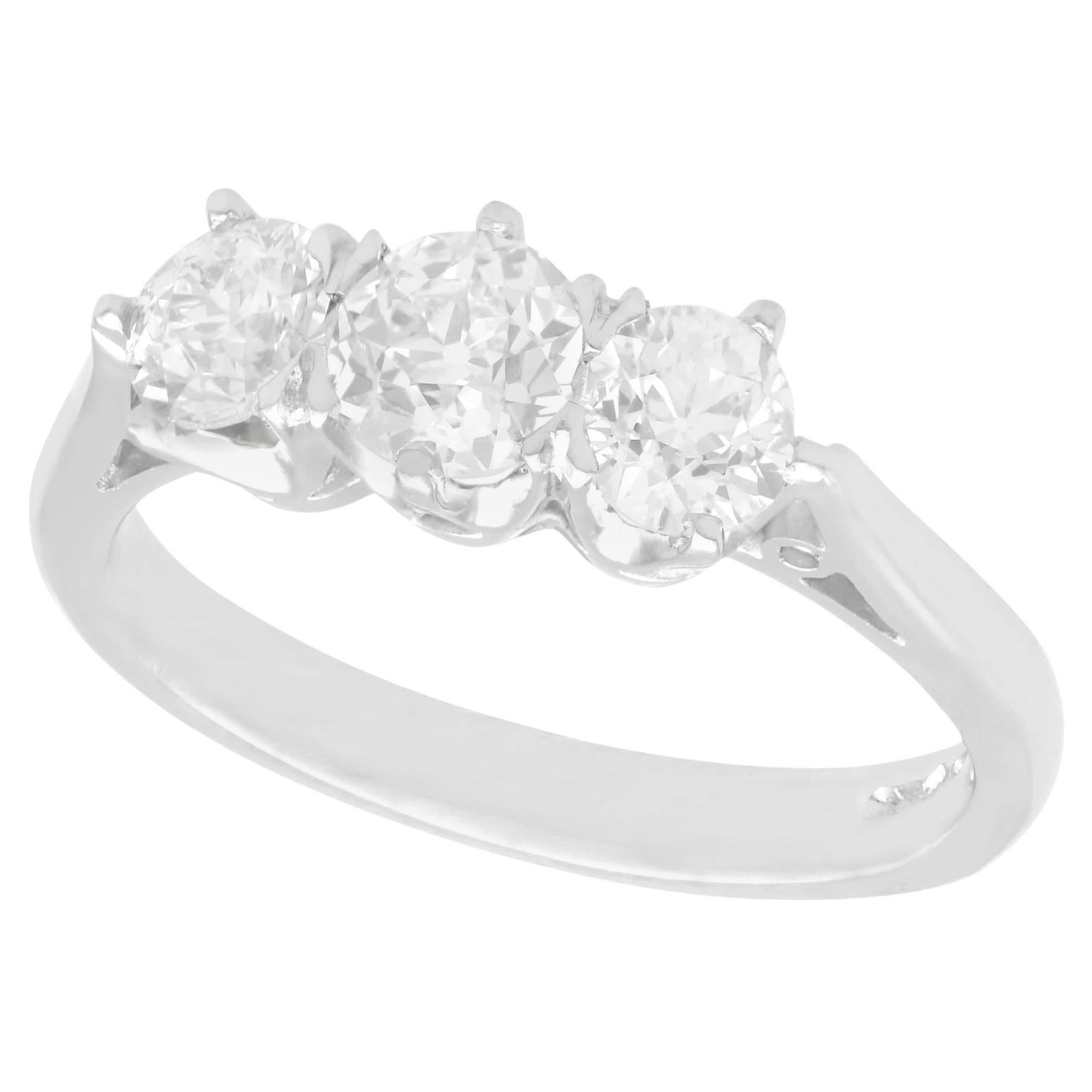 1.45 Carat Diamond and Platinum Trilogy Engagement Ring