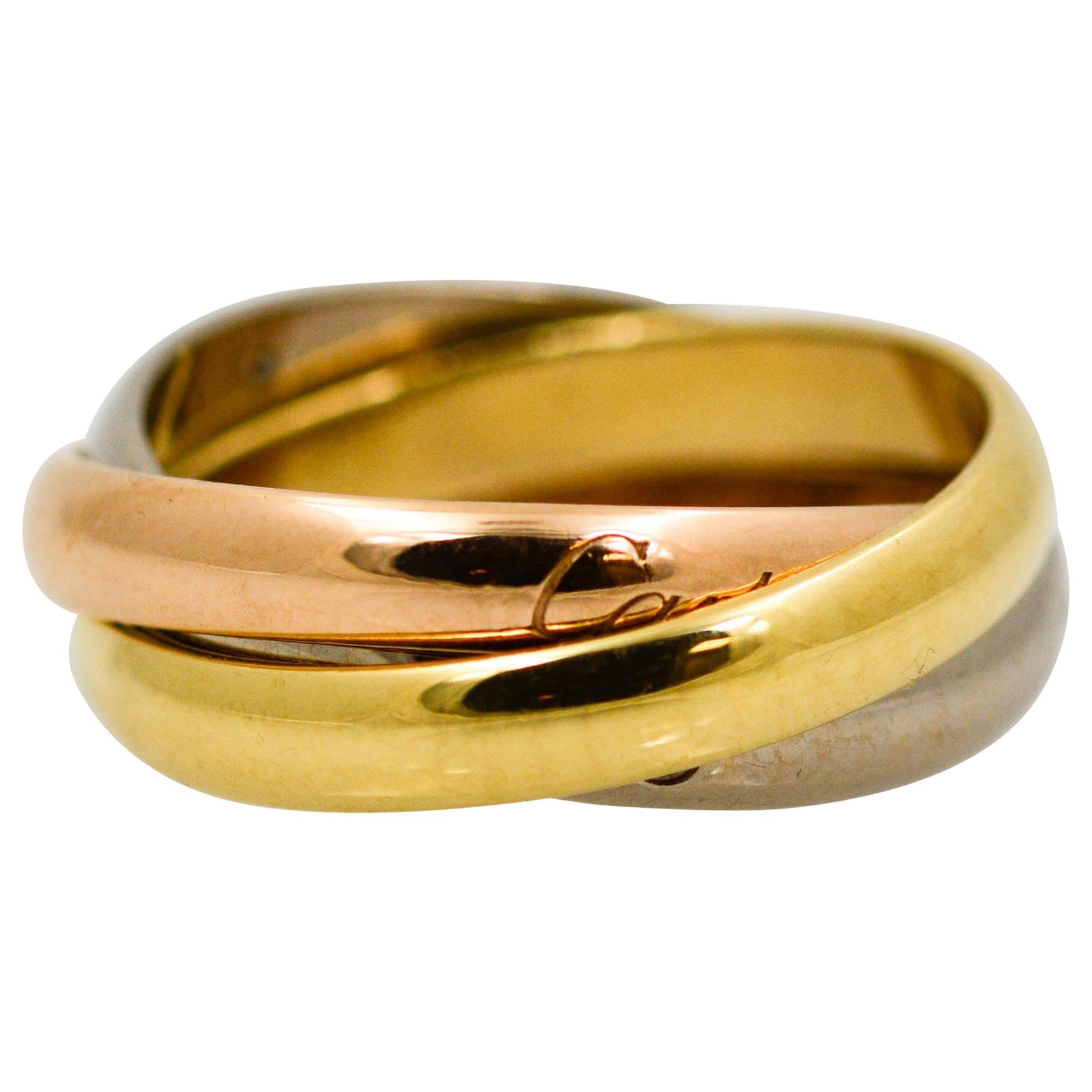 Cartier Trinity 18 Karat White, Yellow and Rose Gold Ring at 1stDibs