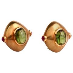 Tourmaline Gold Clip-Back Earrings