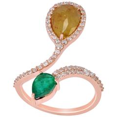 Beautiful Emerald Ice Diamond Gold Ring 10