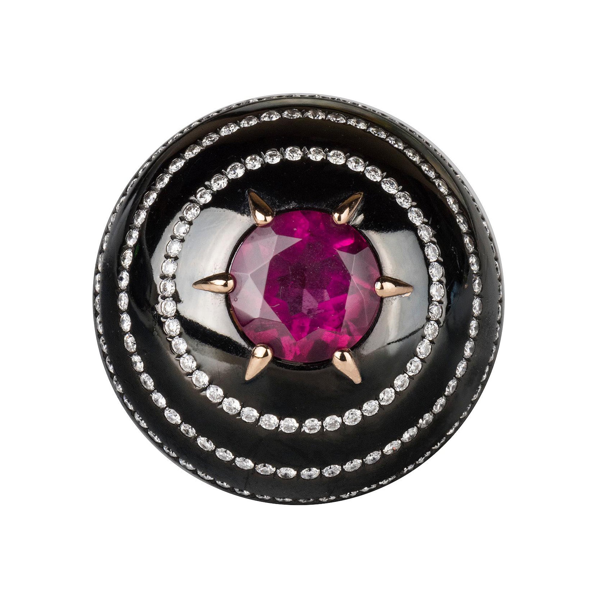 Paulo Brussino Rubellite/Diamond Ring For Sale