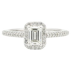 .78 Ct Emerald Cut Diamond Halo Engagement Ring G VVS2 GIA 14K White Gold