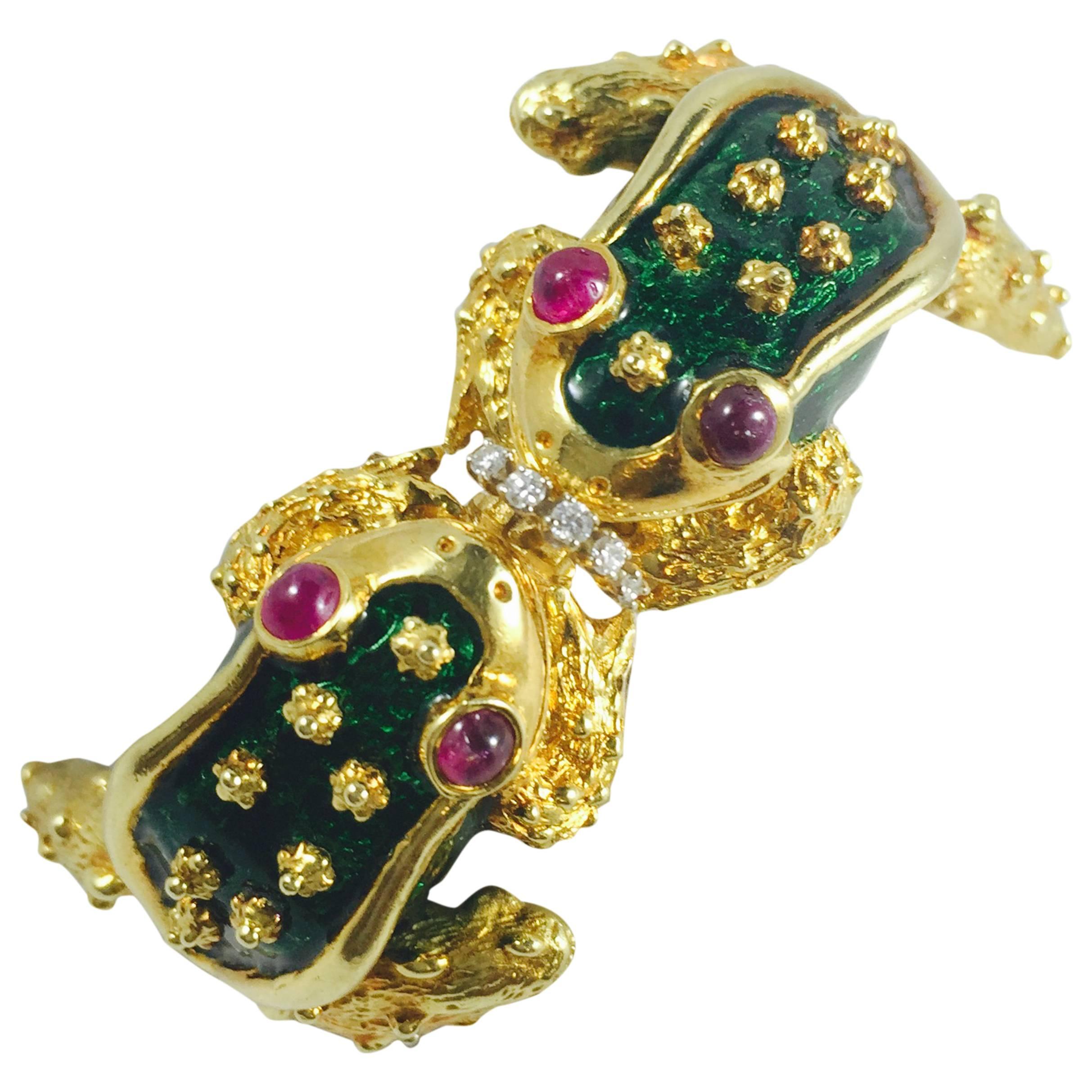 Boris Lebeau Emaille-Diamant-Gold-Frosch-Armband