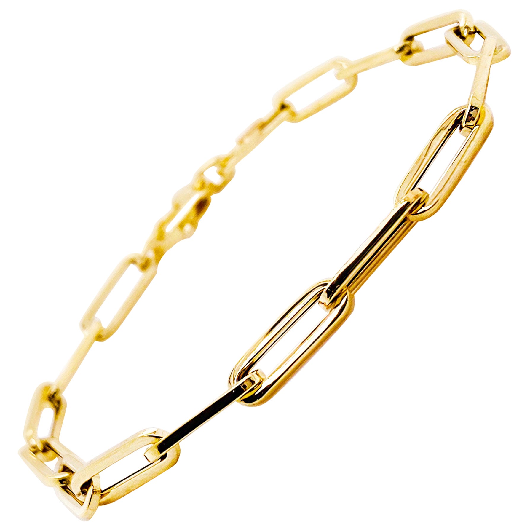 Paper Clip Bracelet 14 Karat Yellow Gold Paperclip Woman's Bracelet 4