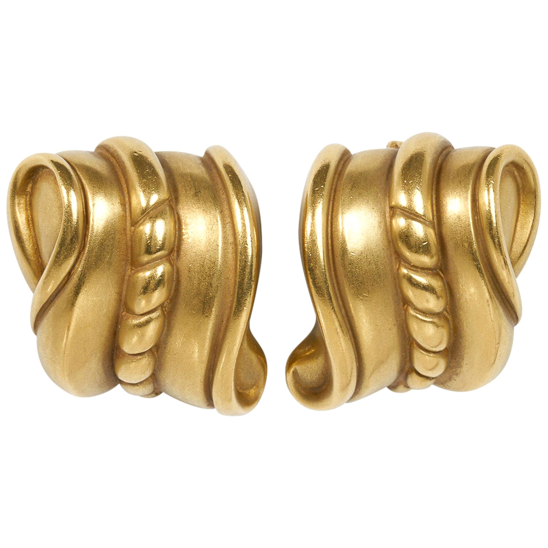 Barry Kieselstein-Cord 18 Karat Gold Vintage-Ohrringe mit Schnörkeln im Angebot