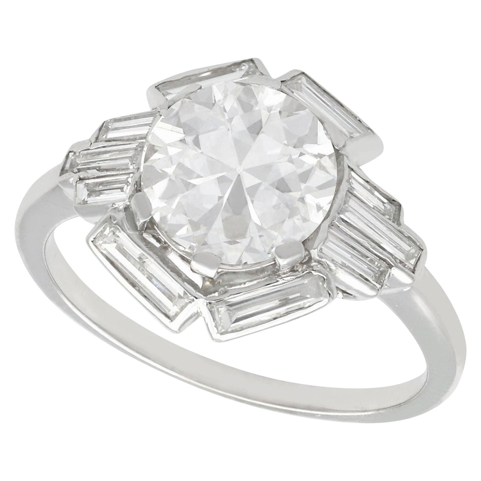 Antique Art Deco 3.26 Carat Diamond and Platinum Cocktail Ring