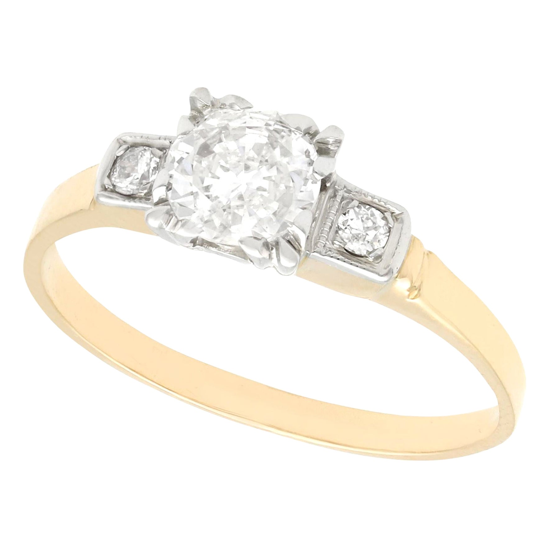 Vintage 1940s Emerald and Diamond Yellow Gold Marquise Ring at 1stDibs