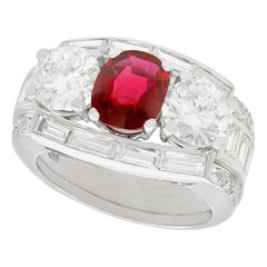 1.70 Carat Siam Ruby and 3.02 Carat Diamond Platinum Cocktail Ring