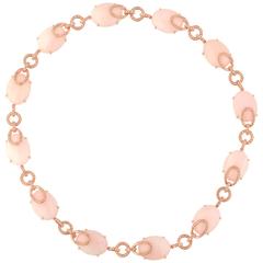 Pink Opal Cabochons & Diamonds 18K Rose Gold Necklace 6
