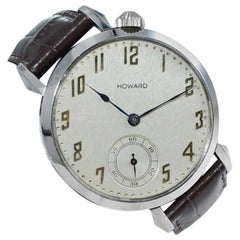 Antique Howard Steel Art Deco Oversized Wrist Watch Conversion from 1921