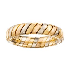 Vintage Bvlgari Tubogas 18 Karat Yellow, Rose, White Gold Tricolor Band Ring