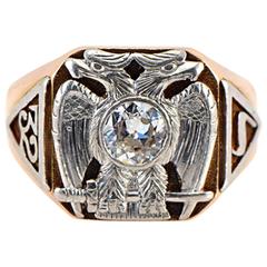 Antique 1920s Platinum, Gold, and Diamond Eagle Ring