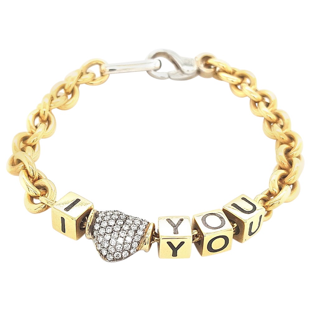 "I Love You" Diamond Gold Bracelet at 1stDibs