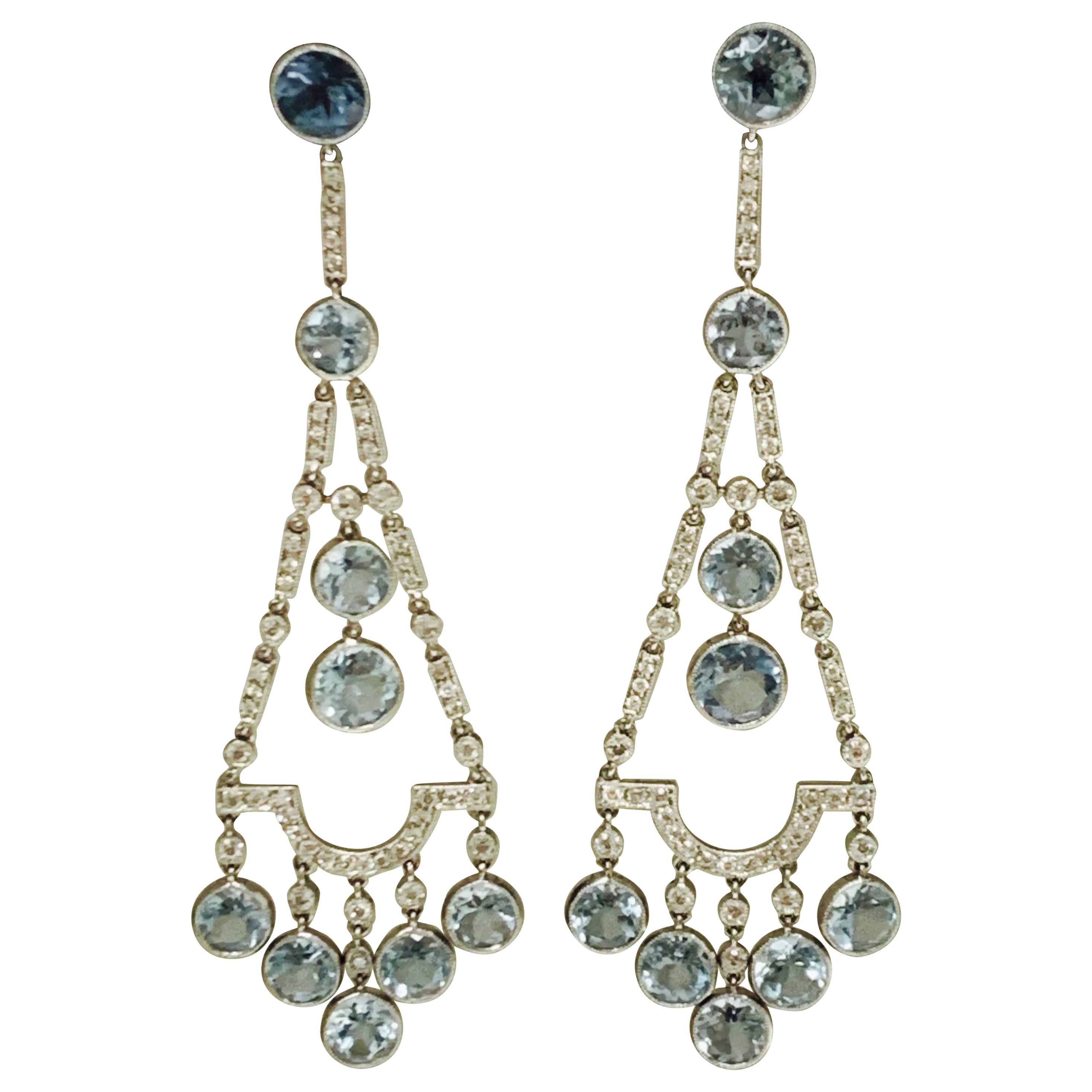 Tiffany and Co. Aquamarine Diamond Chandelier Earrings at 1stDibs
