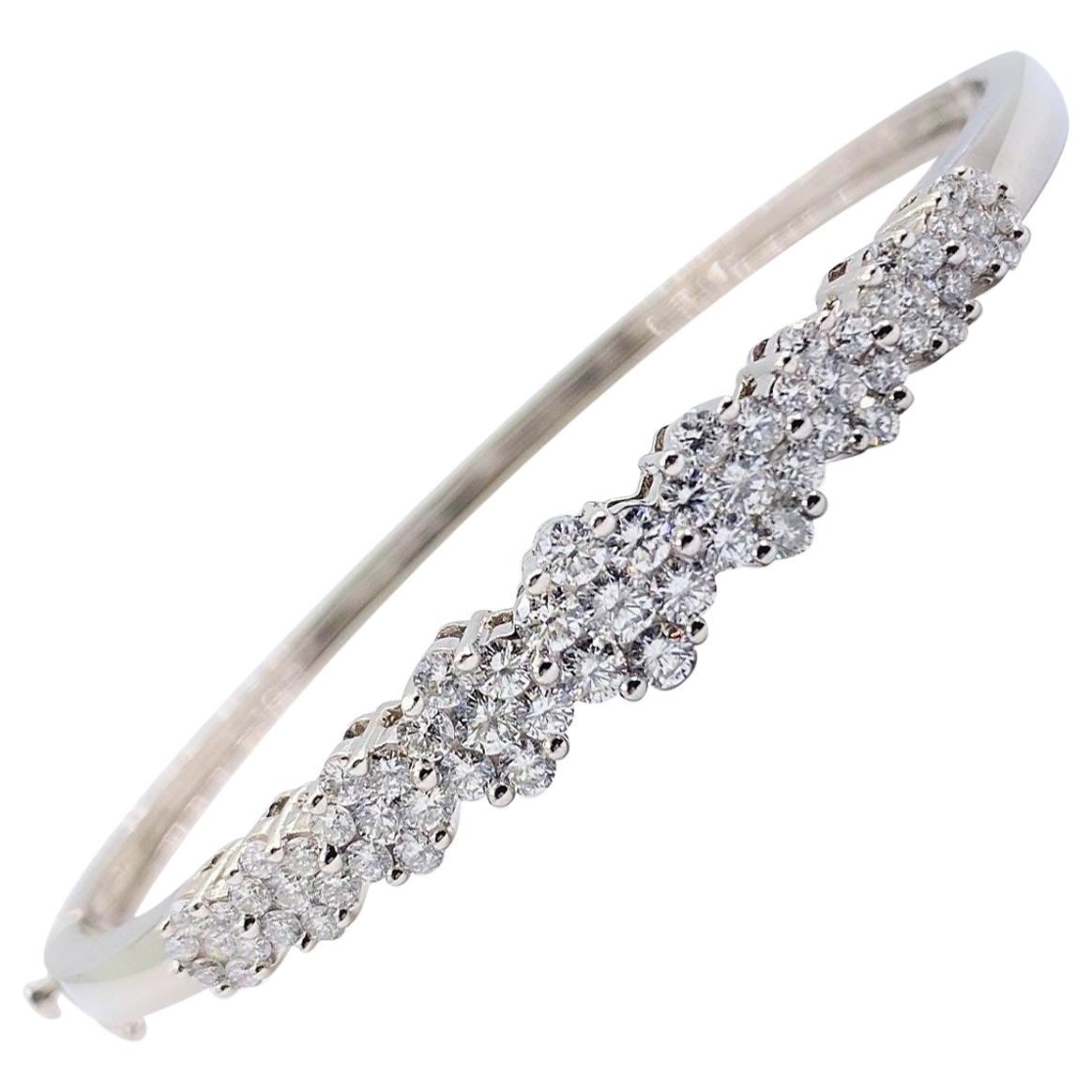 Round Diamond Flower Design Bangle Bracelet 2.00 Carat 14 Karat White Gold  For Sale at 1stDibs | diamond flower bracelet, diamond flower bangle, white  gold flower bracelet