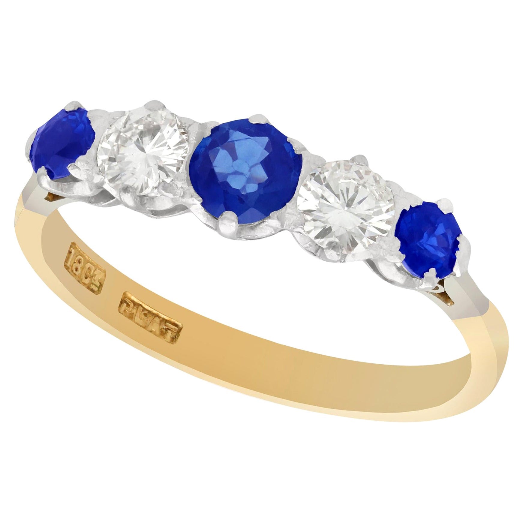 Antique 1910s Sapphire and Diamond Yellow Gold Cocktail Ring