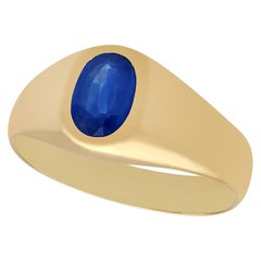 Vintage 1950s 1.42 Carat Sapphire and 18K Yellow Gold Ring