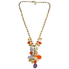 Jona Chalcedony Amethyst Citrine Carnelian Gold Necklace 7