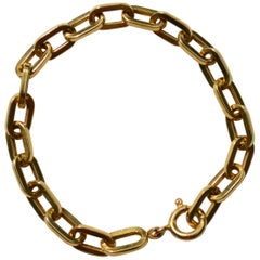 Vintage Midcentury 18 Karat Gold Paperclip Chain Link Bracelet