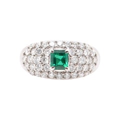 0.428 Carat Colombian Emerald and Diamond Cocktail Ring Set in Platinum