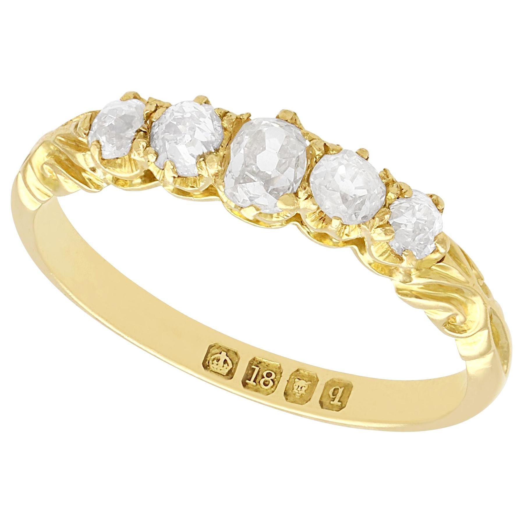 Antiker 1911 Diamant-Gelbgoldring mit fünf Steinen aus Gelbgold