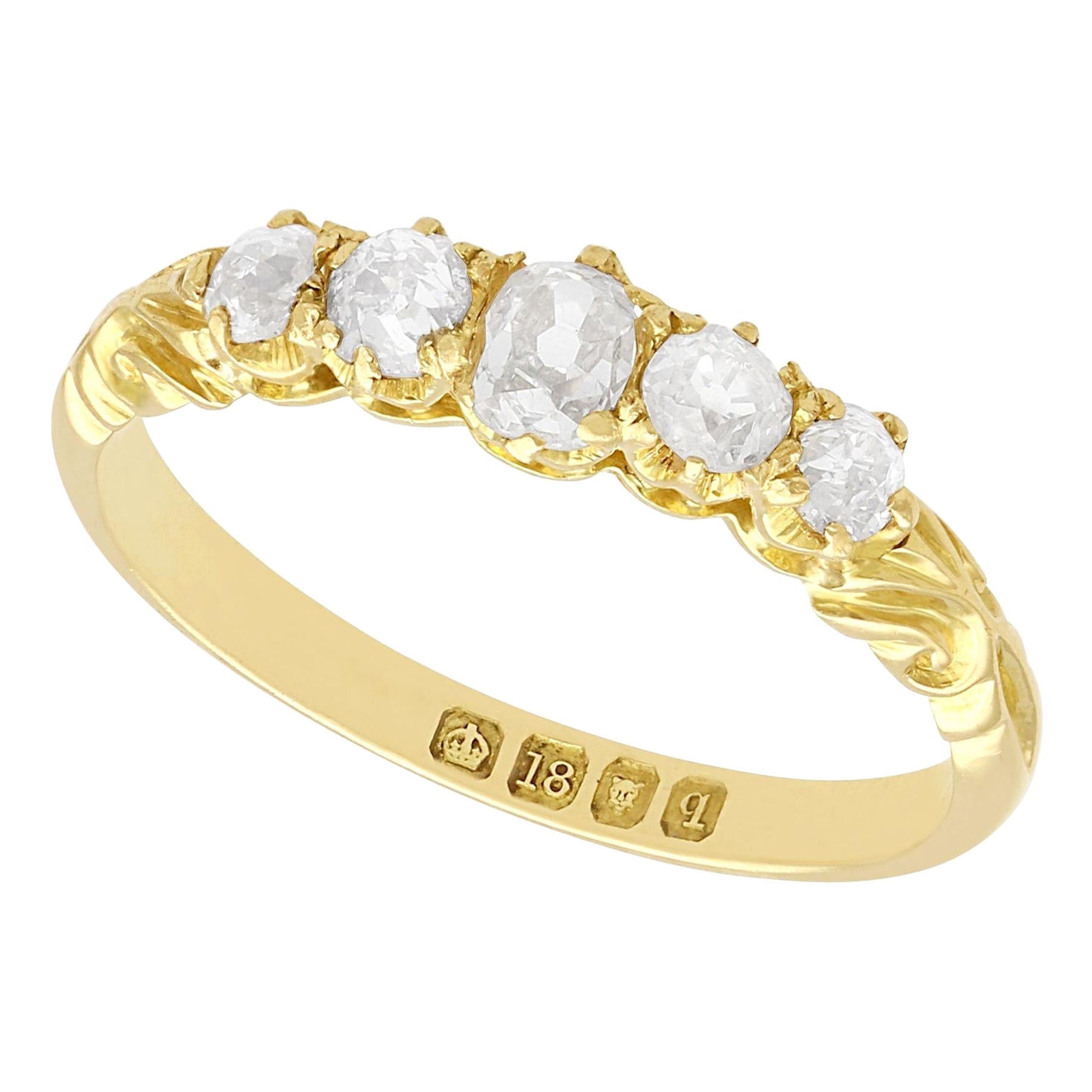 Antique 1911 Diamond Yellow Gold Five-Stone Ring